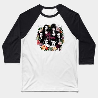 Goth Queens -  Vampira, Lily, Morticia, Frankenstein Baseball T-Shirt